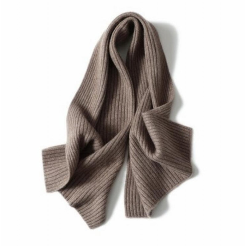 100%Cashmere Scarf Women Men Solid Color Warm Winter Scarfs Brown